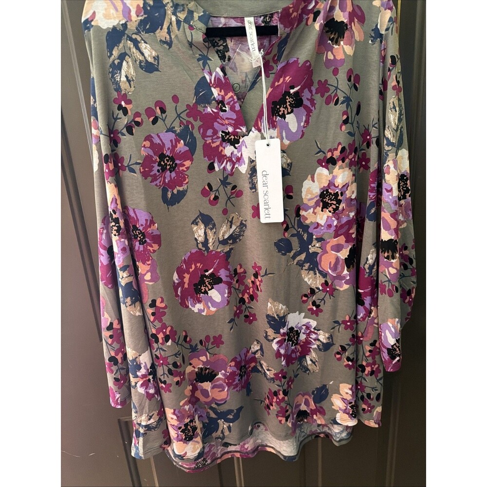 Dear Scarlett Women's Floral Blouse 3/4 Sleeve - 3X